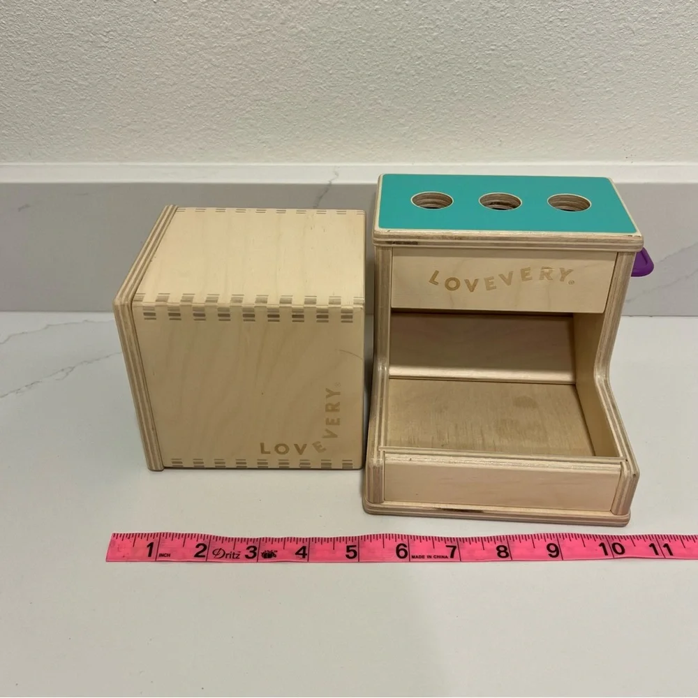Lovevery Wooden Peg Drop & Magic Tissue Box Montessori Baby Toys – Preowned Set